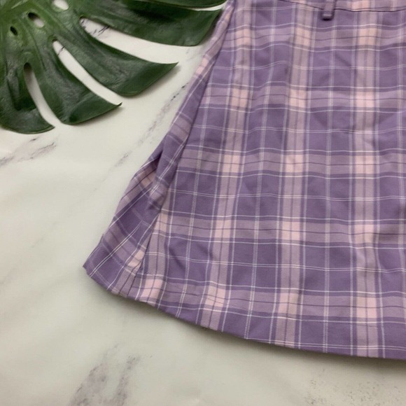 Hot Topic Plaid Mini Skirt Size S Purple Pink Pleated Retro Clueless Short - Picture 4 of 9